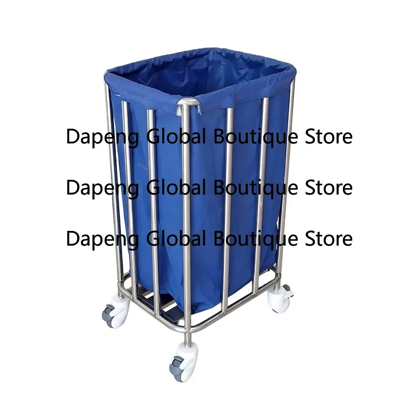High Capacity Stainless Steel Trolley Linen Transport Cart Storage & Debris Handling Utility Cart for Pet Grooming Salon