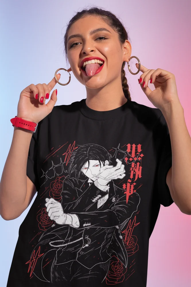 Sebastian Michaelis T-Shirt Black Butler Shirt Ciel Phantomhive Shirt All Size