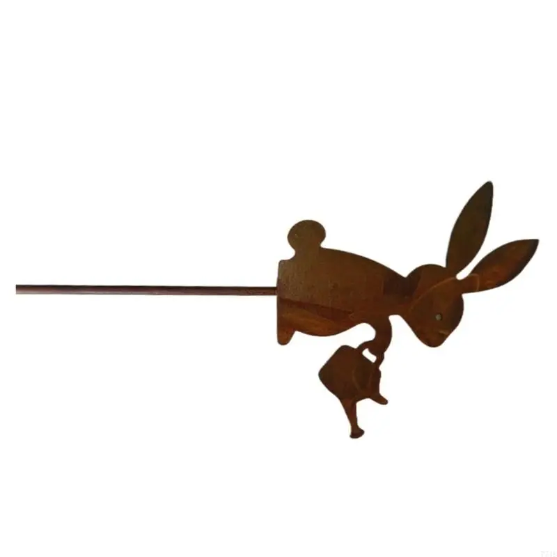 77JB Easter Yard Craft Inserts Sculpture Iron Rabbit Figures Stake Memorials Memorials Memorials