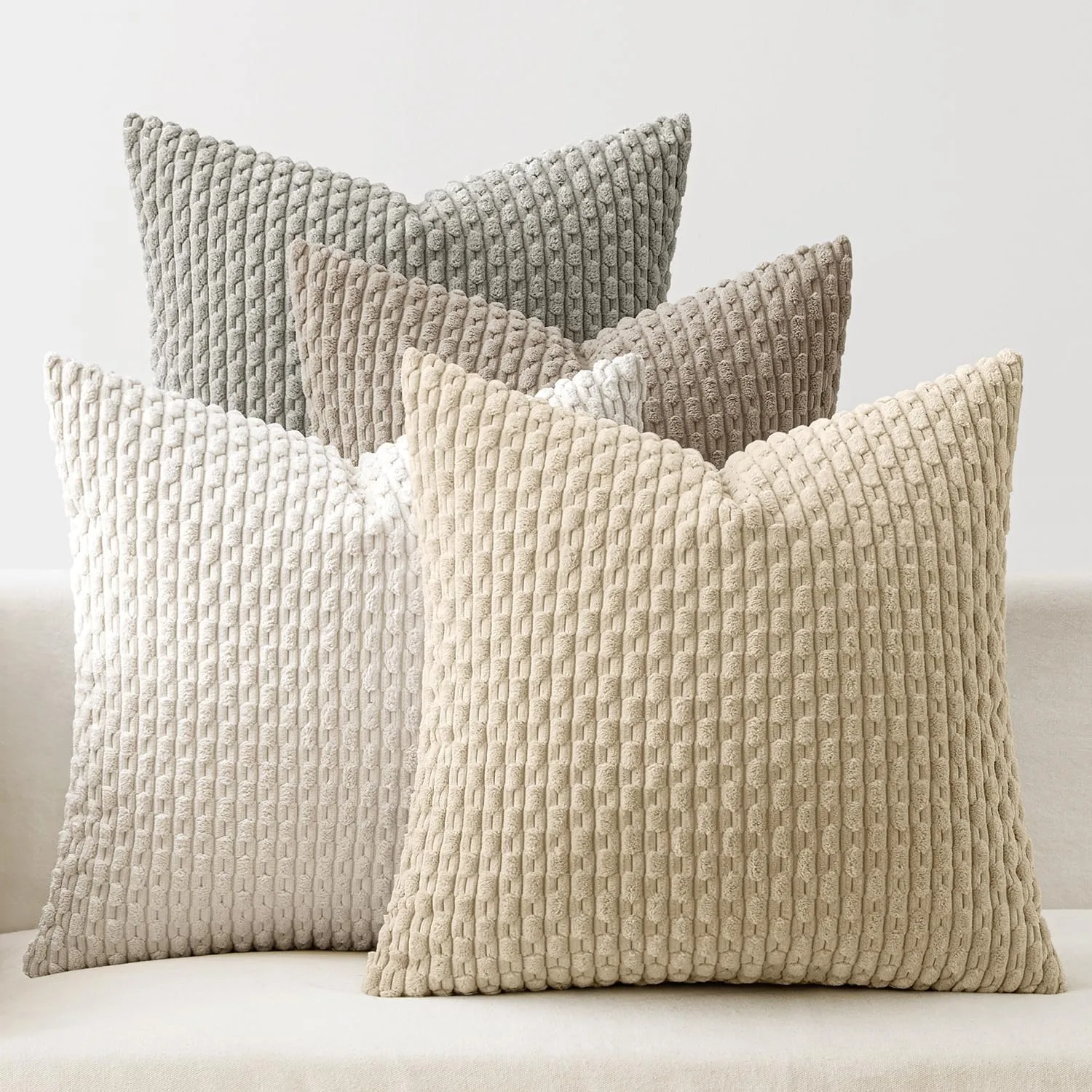 Neutral Harmony Fashion Throw Pillow Covers Soft Couch Decorative 45x45CM Corduroy Cushion Cover for Sofa Living Room