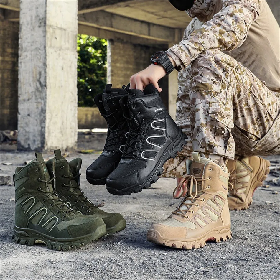 

Outdoor Training Hiking Hunting Camping Military Shoes Men Special Tactical Boots High-top Desert Combat Boots Large Size 47