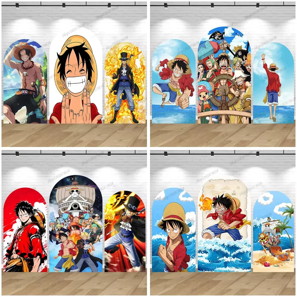 

Декоративная арка One Piece из эластичного спандекса с изображением Монки Д. Луффи для дня рождения, детского праздника, фотосессий
