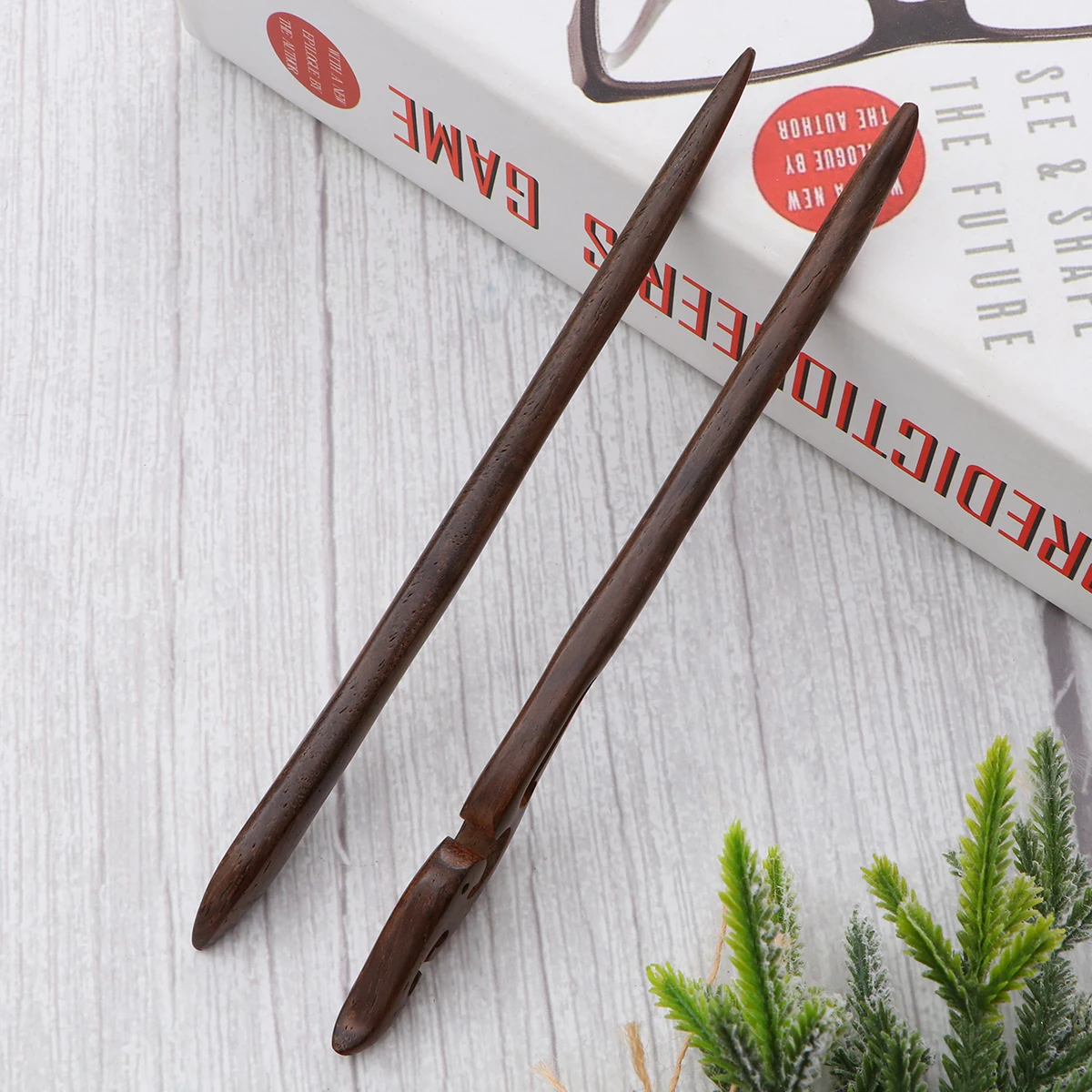 

2pcs Ebony Hairpin Retro Sandalwood Claw Clip Durable Traditional Chinese Hair Styling Accessories