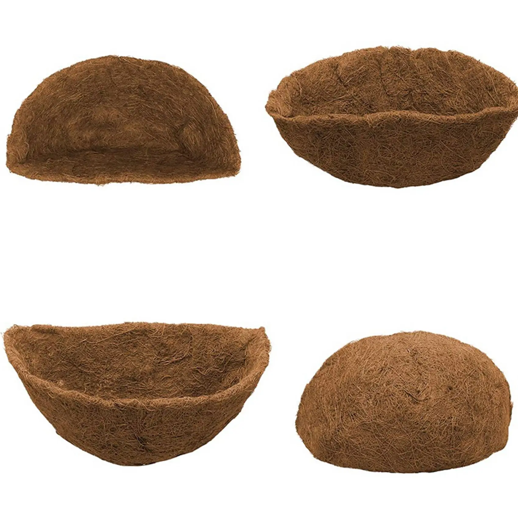 

AB33-Half Round Coco Liner,Half Circle Wall Planter Coco Fiber Replacement Liners For Wall Hanging Baskets 6Pack 14 Inch