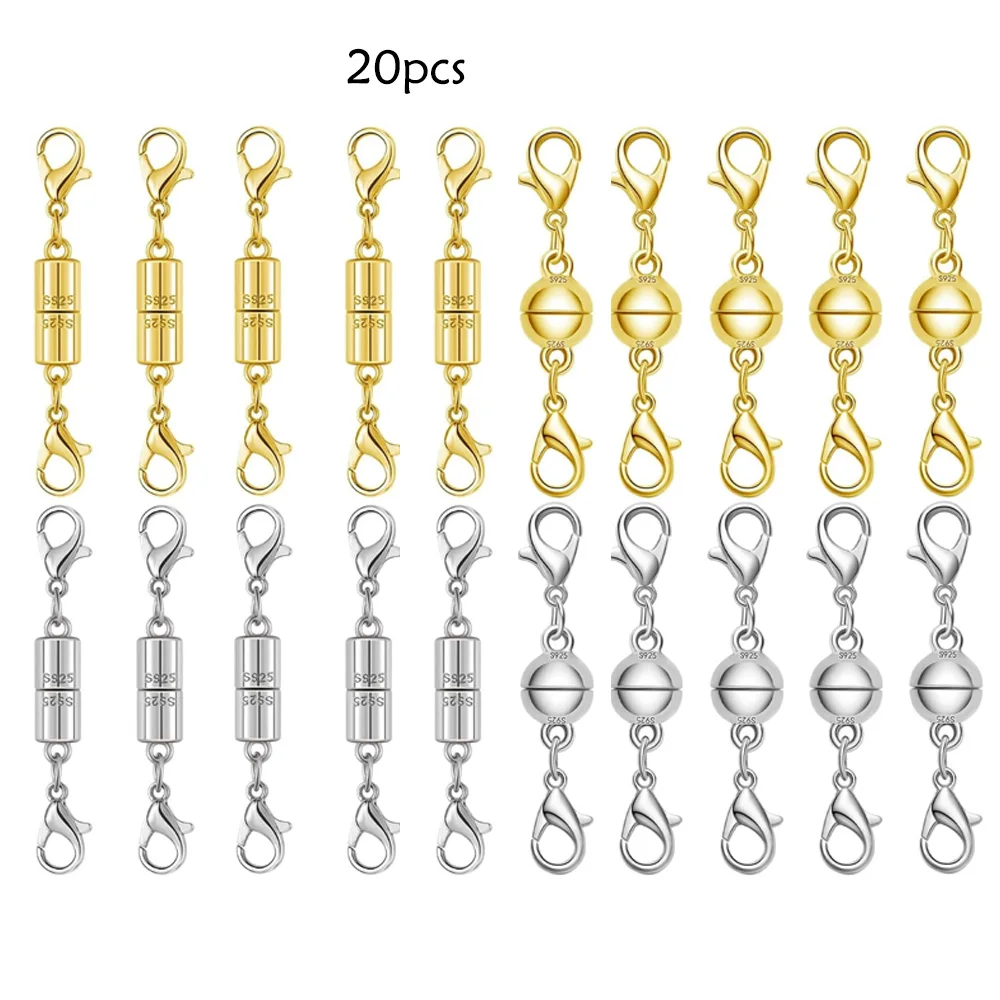 

Magnetic Necklace Clasps, 925 Silver Jewelry Closures, Chain Extender Connectors,