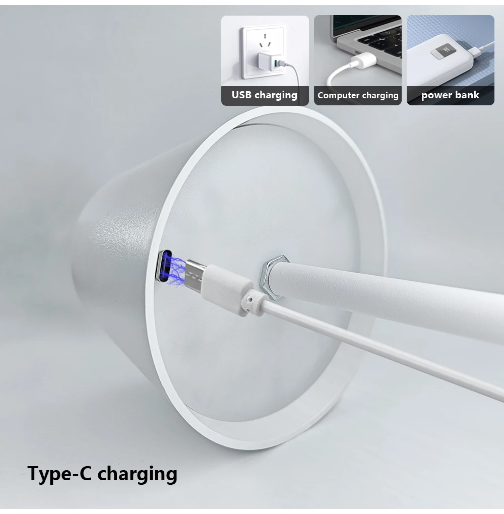 LED Rechargeable Table Lamp 3 Color Desktop Night Light Eye Protection Desk Lamp for Office Study Christmas Gift Bedside Decor