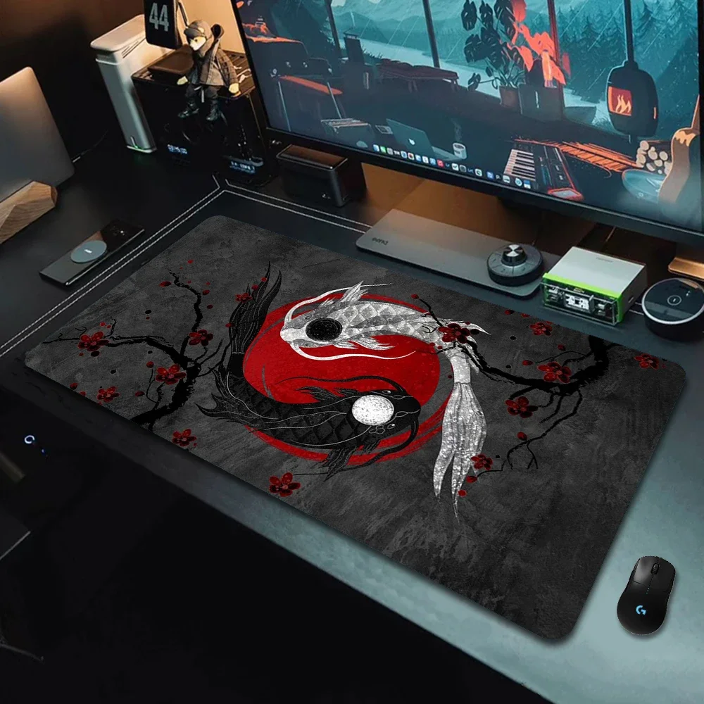 NEW2025 Gaming Mouse Pads Koi Taichi Neutral Table Mats Computer Mousepad Company Big Desk Pad 100x50cm Large Gamer Mousepads Mo