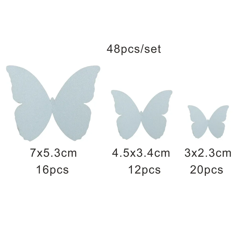 48Pcs/set Pearlescent Butterfly Sticker Paper 3D Butterflies for Home Wall Refrigerator Decor Wedding Party Balloons Decorations - view 2