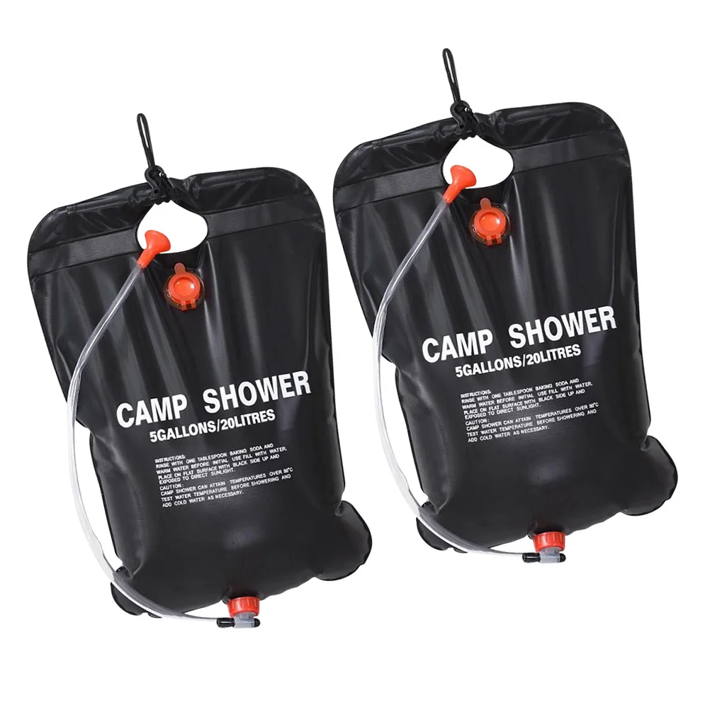 2 Pcs Summer Outdoor Camping Shower Bag Travel Gear Hot Water Pvc Hiking Portable