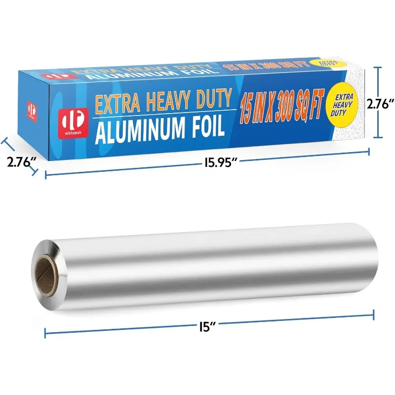 Extra Heavy Duty Aluminum Foil 300 Sq Ft with 15 Inches Wide, Pack of 10. US(Origin)