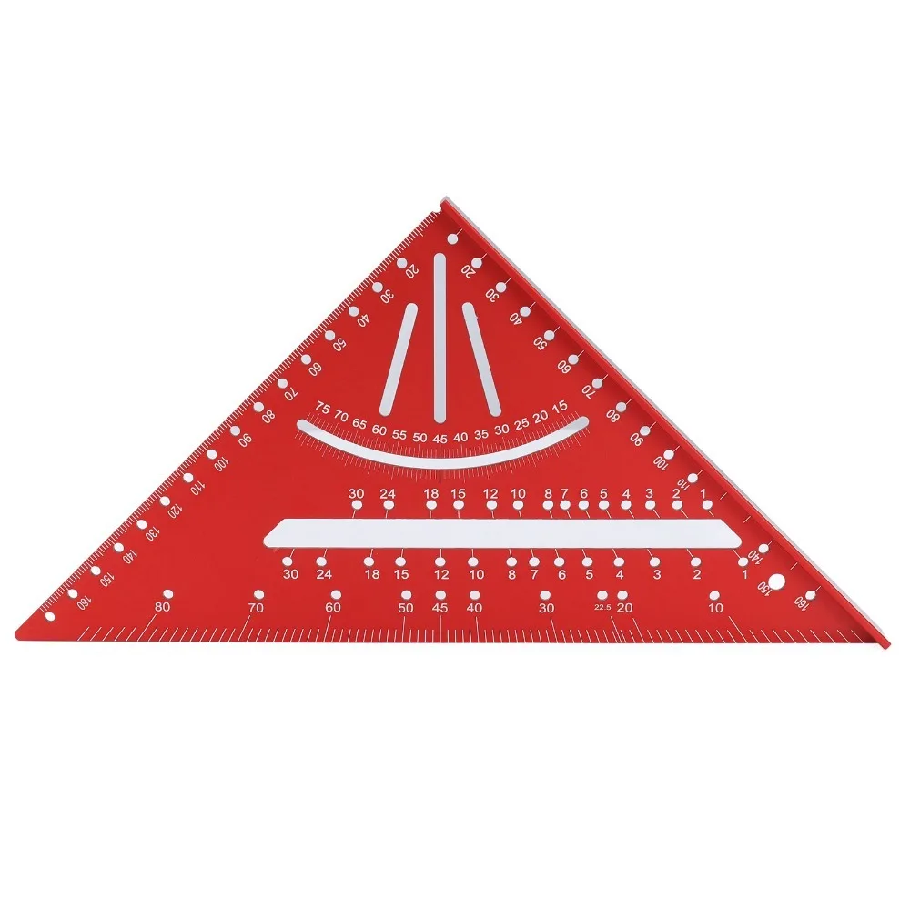 

Precise Aluminum Alloy Aluminum Triangle Ruler 90° Right Angle Clear Scales Rafter Square Protractor Red Angle Ruler Measuring