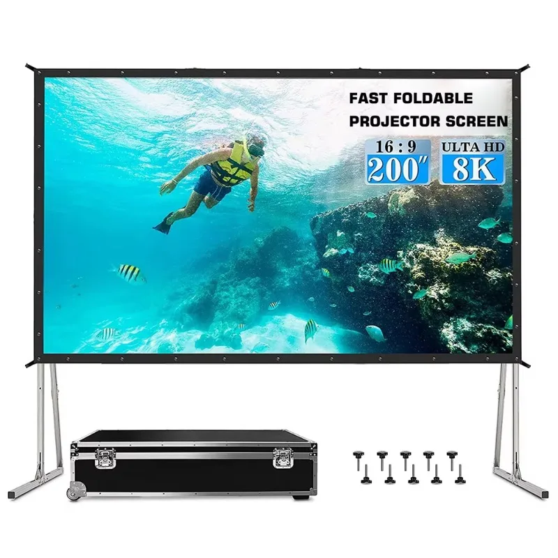 200 Inch Foldable Reflective Projector Screen Portable Outdoor for Home Theater Compatible