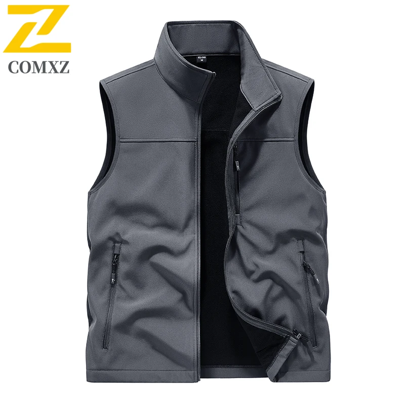 

Spring and Summer Men's Vest 2025 New Multi Pocket Workwear Photography Sleeveless Jacket Loose Camping Fishing Stand-up Vest