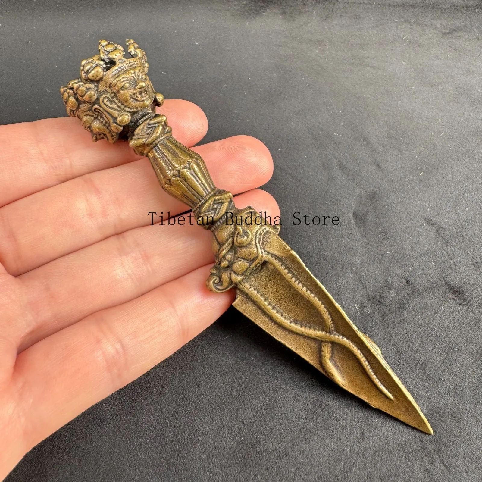 Old Chinese Tibetan Buddhism Copper Dirt traces dorje phurba ritual implements