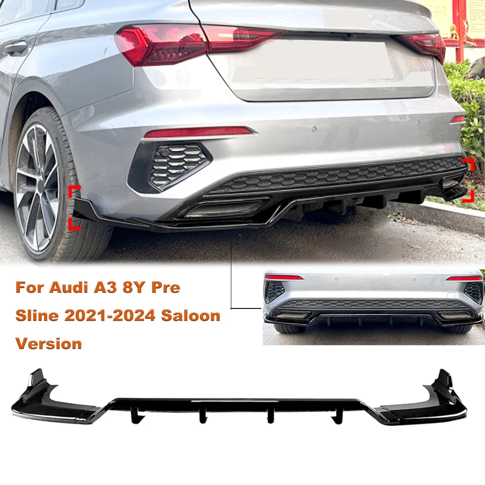 

For Audi A3 8Y Pre Sline 2021-2024 Saloon Version Rear Bumper Lip Corner Spoiler Splitter Protector Car Body Kit Modification