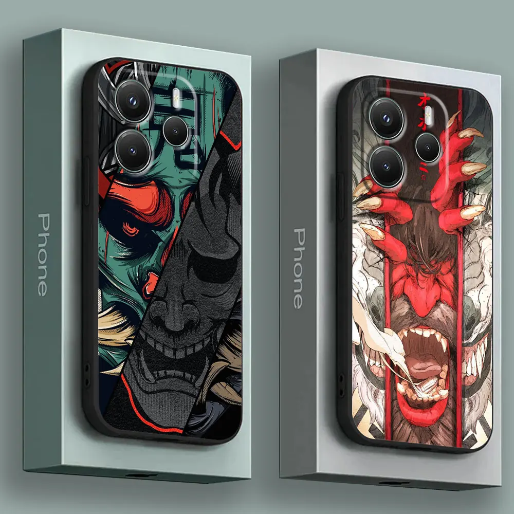 

Samurai Ghost Hannya Ukiyo-E Mask Phone Case for Xiaomi Redmi 14C 12C 10C 13C 4G Redmi Note 14 13 12 11 10 Pro Plus 12S 9S Cover