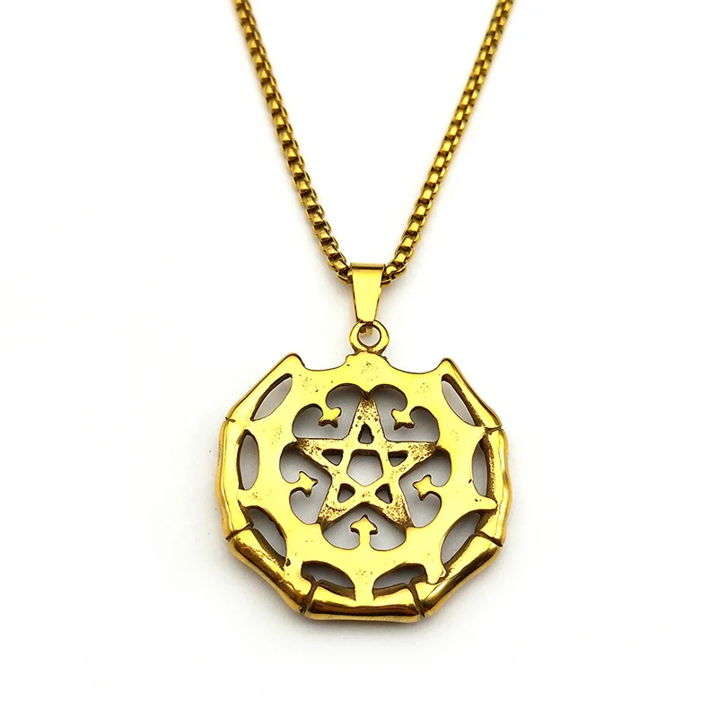 Vintage Witch Celtic Knot Pentagram Pendant Necklace for Men Women Stainless Steel Charm Irish Witchcraft Knot Jewelry Gift