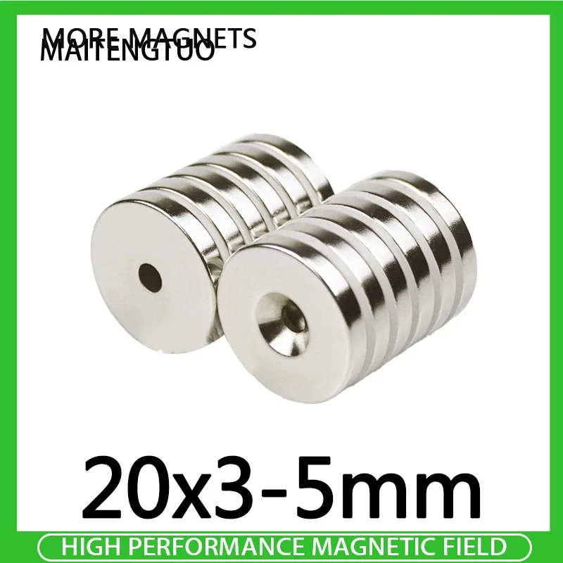 2~50PCS 20x3-5mm Round Powerful Strong Magnetic Magnets 20x3mm Hole 5mm N35 Powerful NdFeB Magnets Disc Rare Earth Magnet