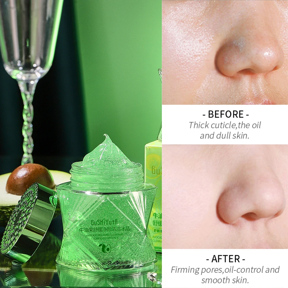 Avocado Facial Exfoliating Deep Cleaning Dirt Soothing Ice Crystal Cleansing Gel Skincare Products Moisturizing Brightening Skin