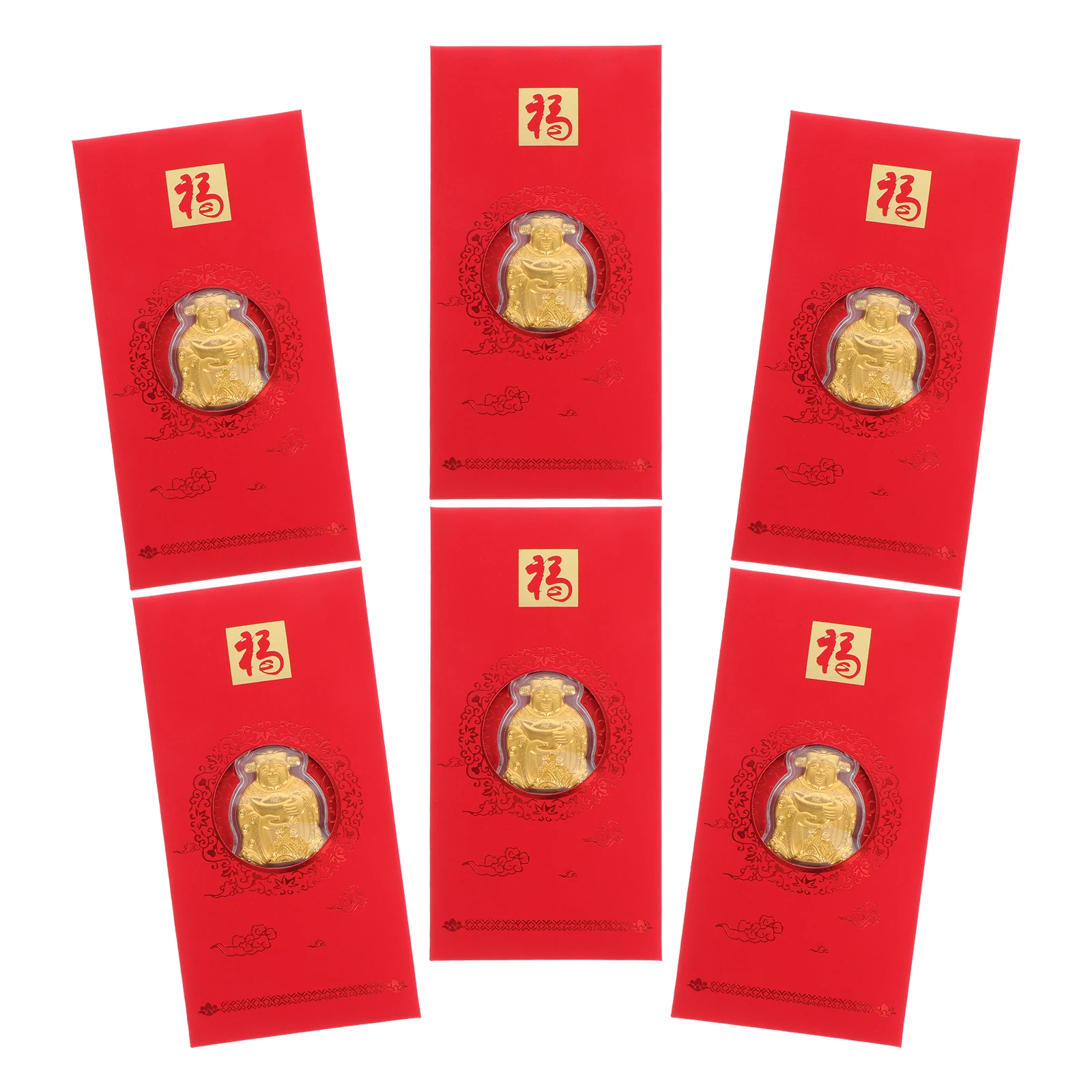 

6 Pcs Imitation Gold Leaf Chinese Zodiac Red Envelope Lunar New Year Gift Pocket Sturdy Portable Money Packet