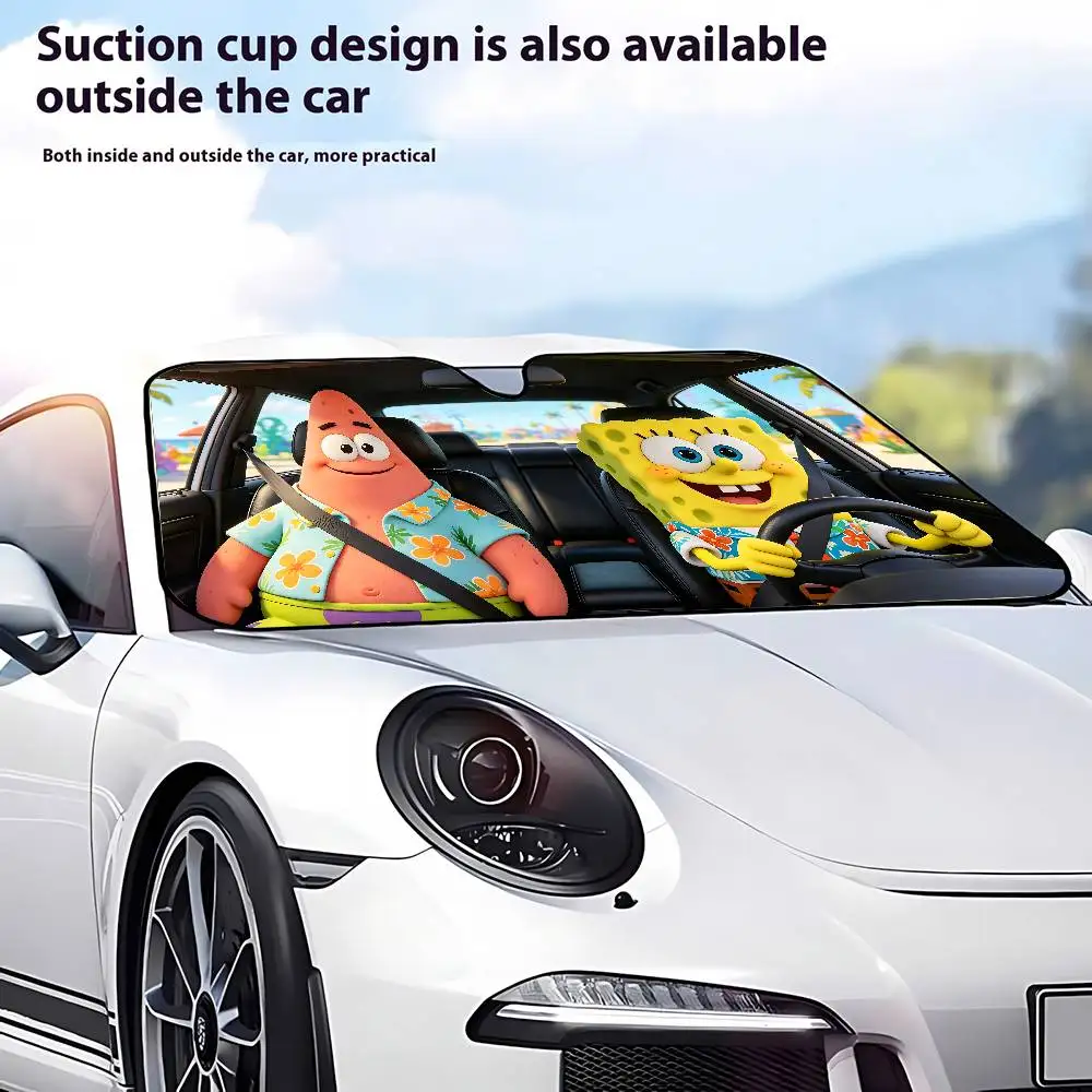 Cartoon I-SpongeBobS Drive Car Sunshade Covers Cover Universal Windscreen Folding Visor