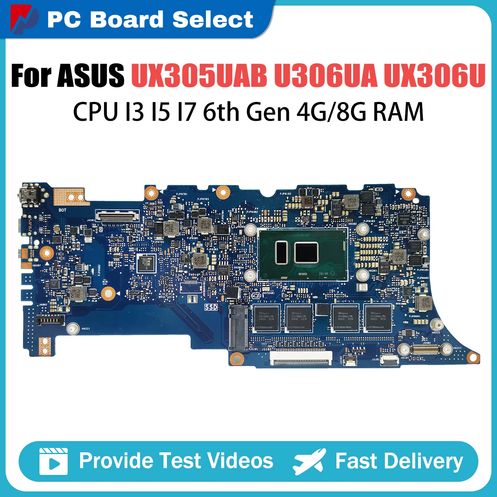 

UX305UAB Mainboard For ASUS U306UA UX306U UX306 Laptop Motherboard With i3-6100U i5-6200U i7-6500U CPU 4G 8G-RAM