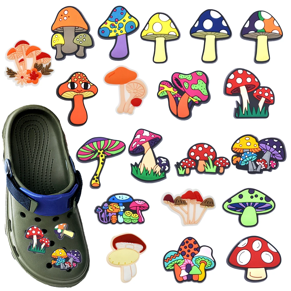 20pcs Cartoon Cute Mushroom Series PVC Shoe Accessories DIY Detachable Waterproof Creativity Fashion Party Gifts