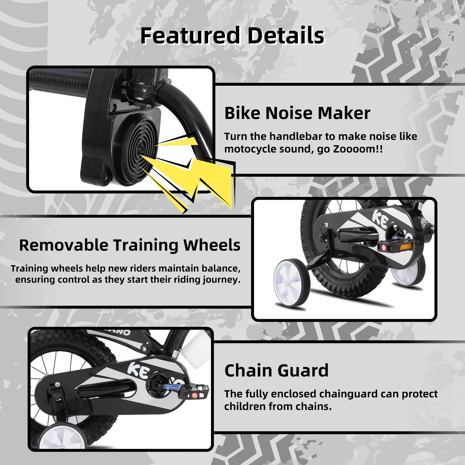 دراجة أطفال على طراز KEANO Motocross للأولاد والبنات من سن 3 إلى 7 سنوات، دراجة أطفال مقاس 12 16 بوصة مع عجلات تدريب ولوحة أرقام #3