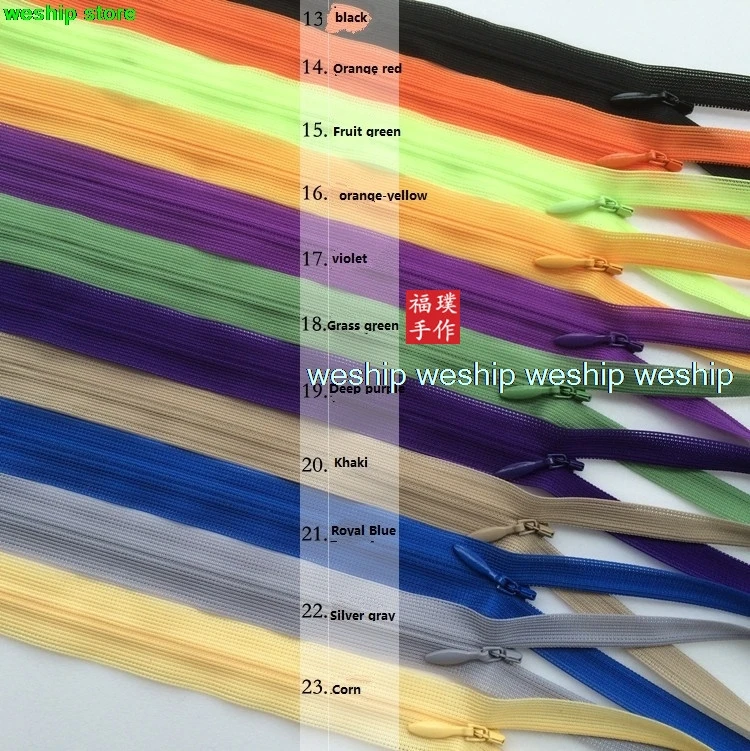 High-quality Japan YKK NO.2 Fine tooth Invisible Zipper 23 colors  1 order=10pcs (Can mix)