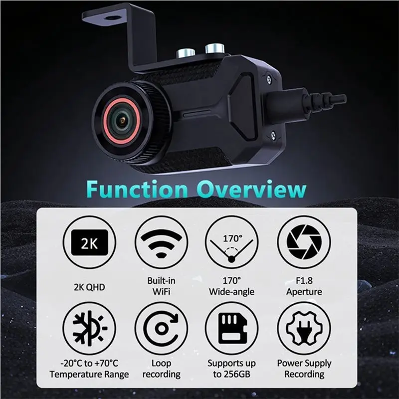 ABXN-2X 2K HD Wifi Motorcycle Driving Dash Cam DVR Camcorder IP66 Waterproof Loop Recording Video Recorder Dash Cam