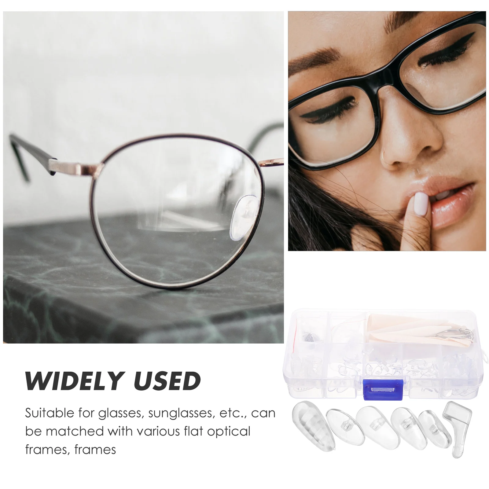 

Silicone Air Cushion Nose Pads Glasses Repair Kit With Screws For Eyeglasses Sunglasses Adjustable Height Non Slip Frame Pads
