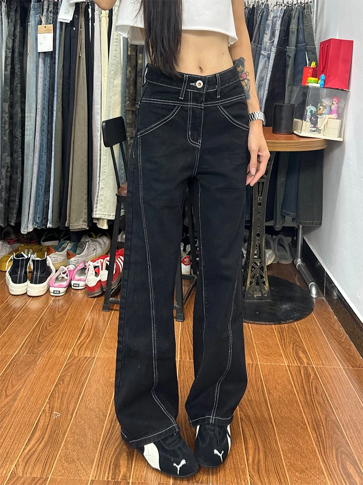 

Bla American Flared Jeans Men's Autumn Trendy Design Straight Leg Wide Leg Pants Button Closure Casual Sle Student Suitable