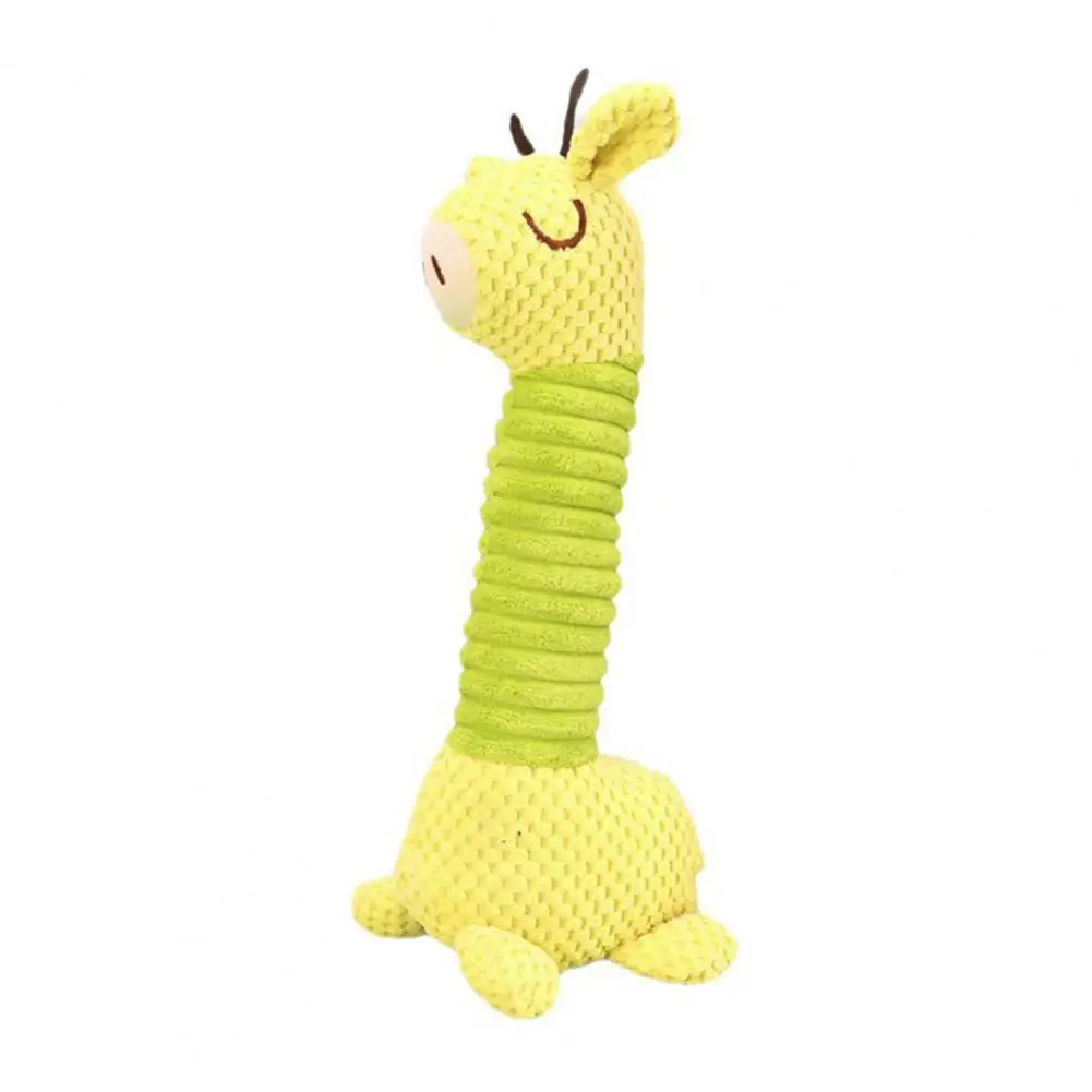

Pet Boredom Toy Cartoon Giraffe Shape Bite-Resistant Plush Squeaky Dog Toy with Built-in Sound for Small Medium Puppy Pet