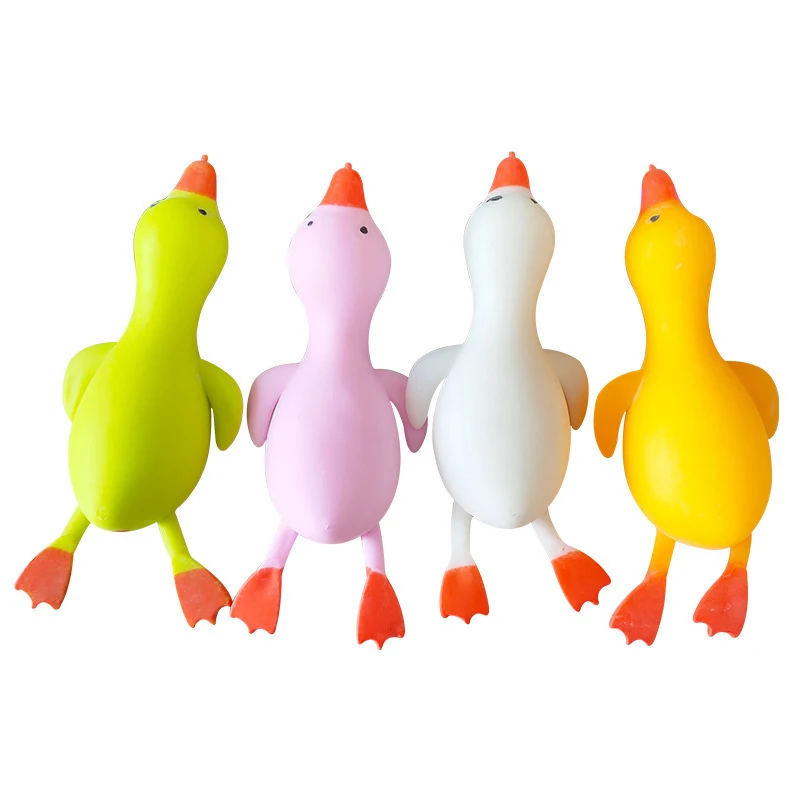 1PC Creative Random Color Duck Shape Toy Bounce And Decompression Big White Goose Cartoon Shape Pressure Relief Toys