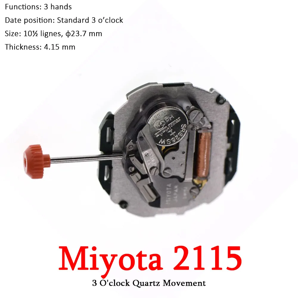 Japan Miyota 2115 Quartz Movement 3 Hands With Date Calendar
