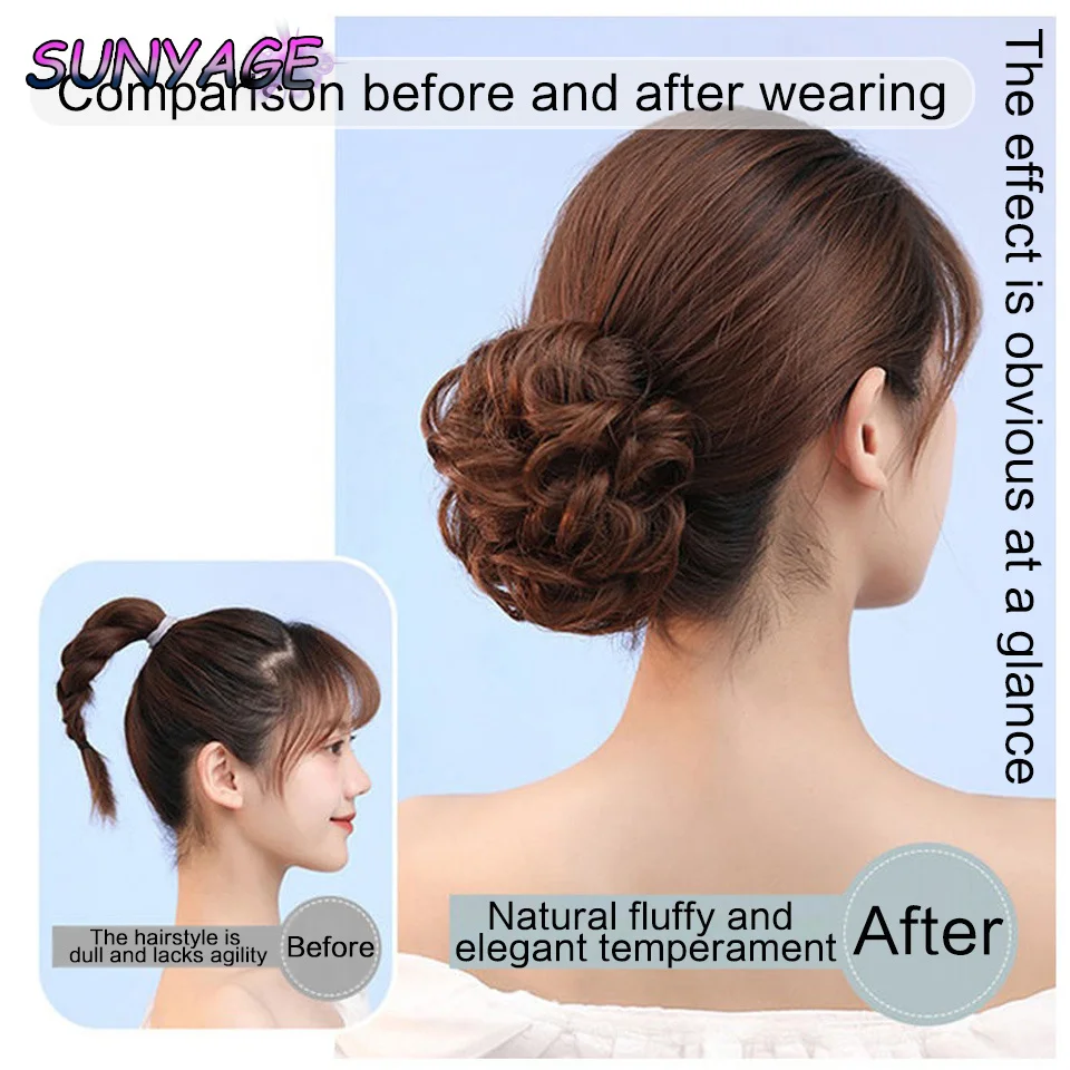 Sunyage-onda resistente ao calor elegante como mensageiro Grip Bun, adequado para todos os tipos de cabelo, perfeito para a vida diária das mulheres