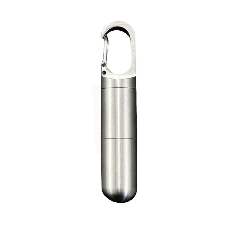 Stainless Steel Sealed Capsule Portable Mini Waterproof Pill Box Camping Firstaid Pendant Travel Outdoor Portable Pill Case