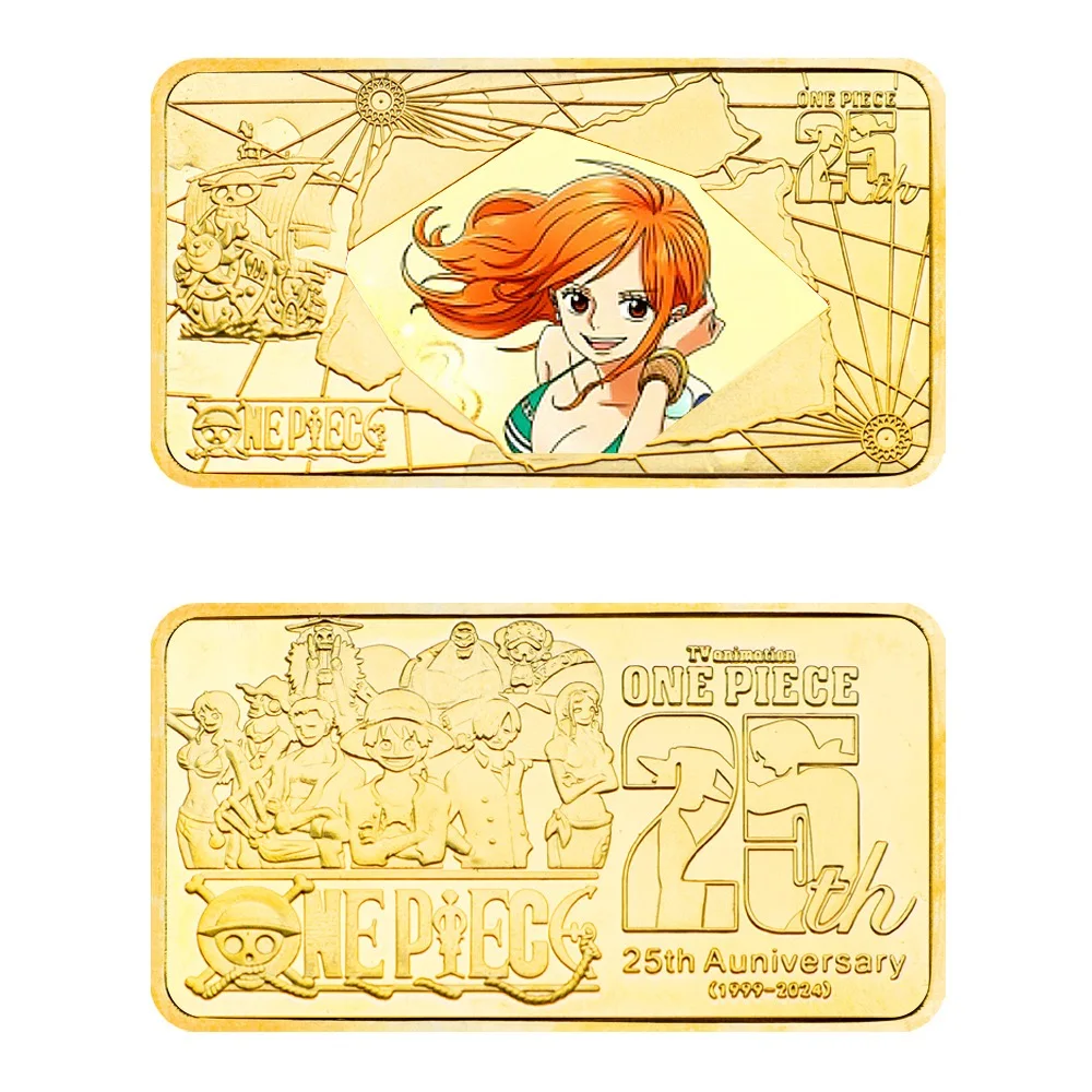 رائجة البيع عيد الميلاد قطعة واحدة لوفي زورو المروحية مطلية بالذهب عملة تذكارية أنيمي تحصيل قضبان الذهب هدية عيد ميلاد الحاضر #2