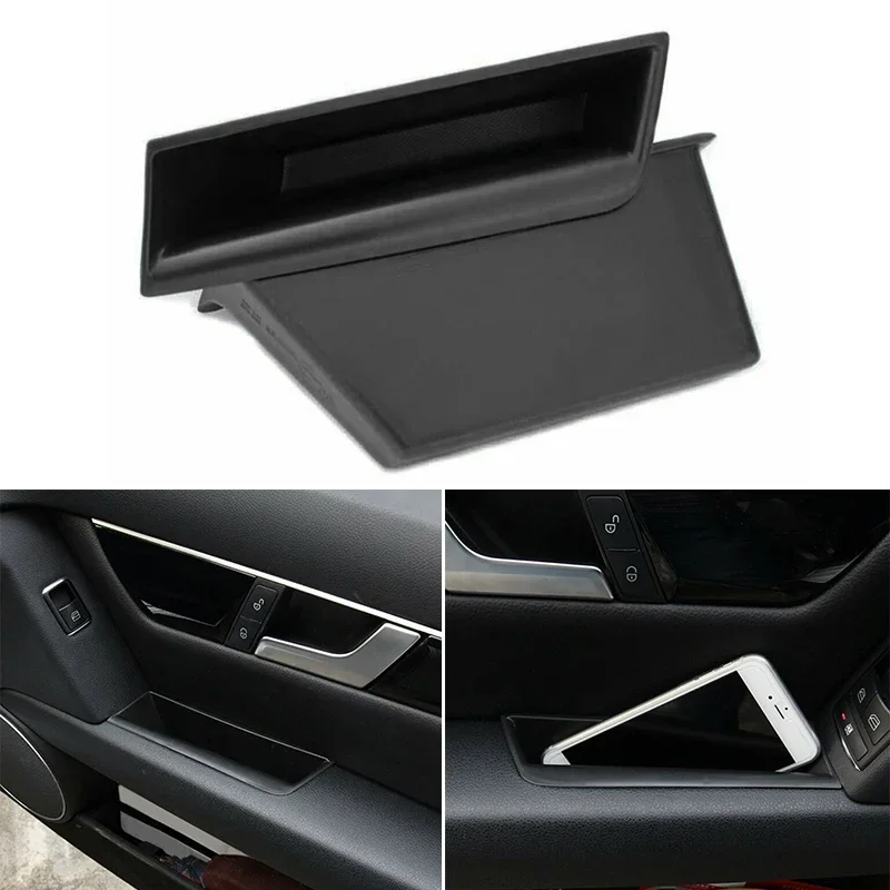 

2 Pieces Car Storage Box Front Door Side Handle Organizer for Mercedes-Benz C Class W204 2008-2014 Black ABS Plastic