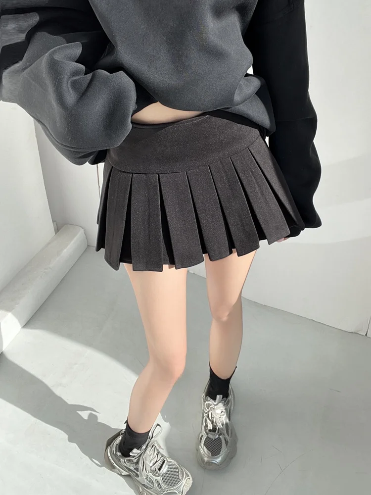 Taille haute décontractée ort jupe femmes Anti-lumière collège Sle jupe plissée minceur Design automne hiver Faion tendance