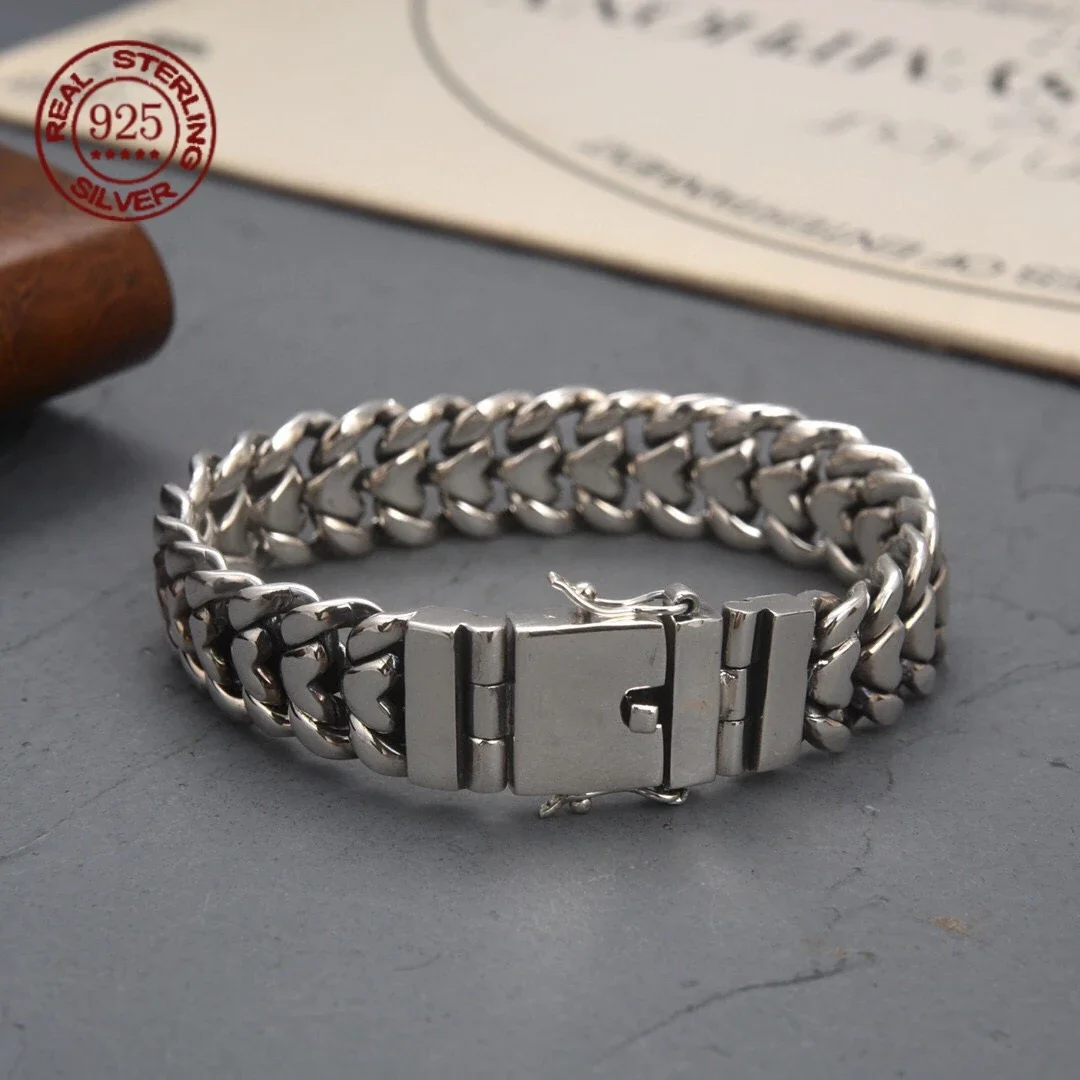 Factory price powerful Cuba S925 sterling silver bracelet men's fashion punk personality European and American hip hop Men Gift