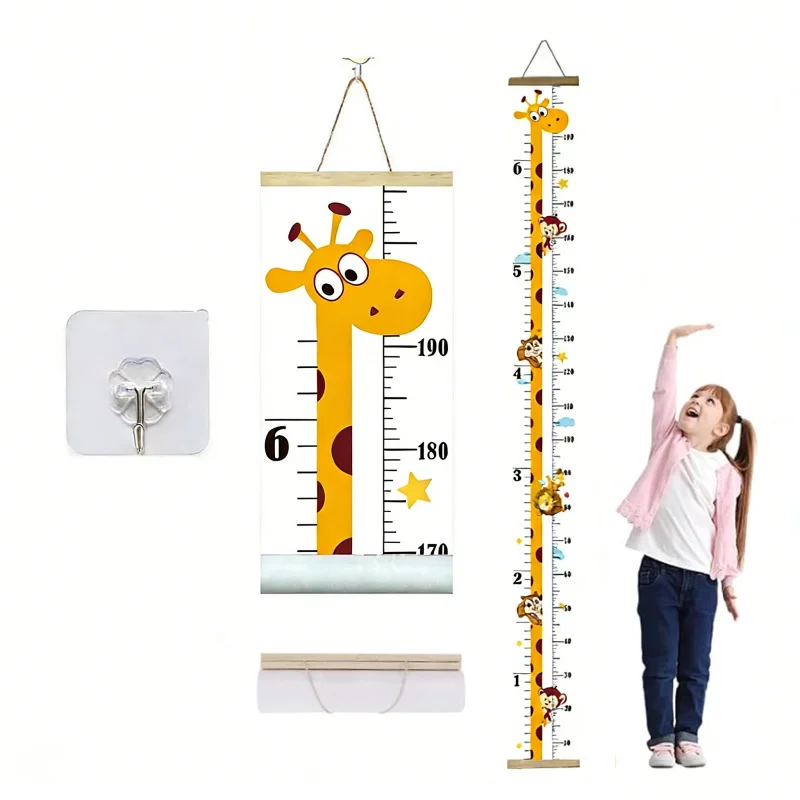 

Cartoon Animal Baby Height Ruler Wall Hanging Growth Height Chart for Kids Removable Wall Measuring Ruler for Bedroom Nursery