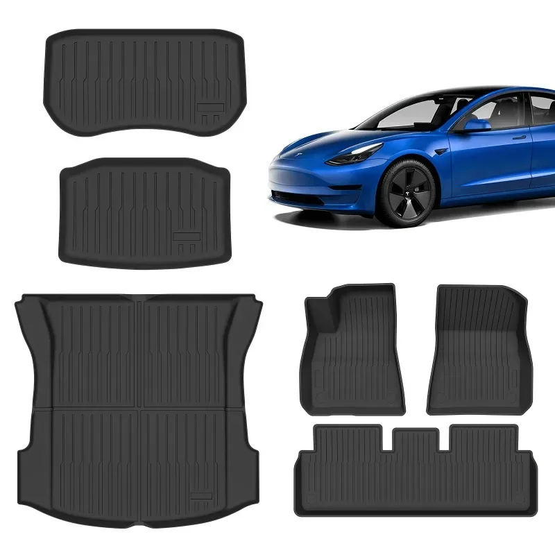 All-Weather Floor Mats for Tesla Model 3 Mats Waterproof Luggage Mat Wear-resistant Foot Pads Trunk Mats Accessories