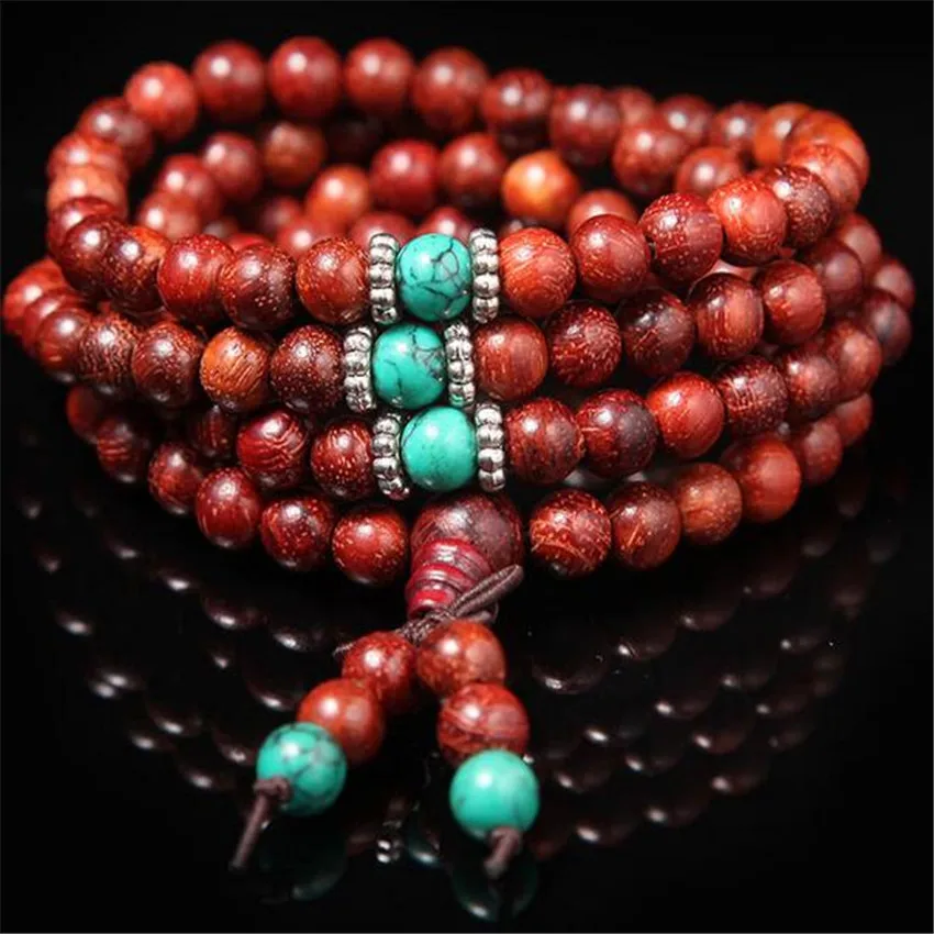 Bracelet Women Unique Beaded Adjustable Bangle Eco-friendly Link Teens Turquoise 6mm Red Sandalwood Men