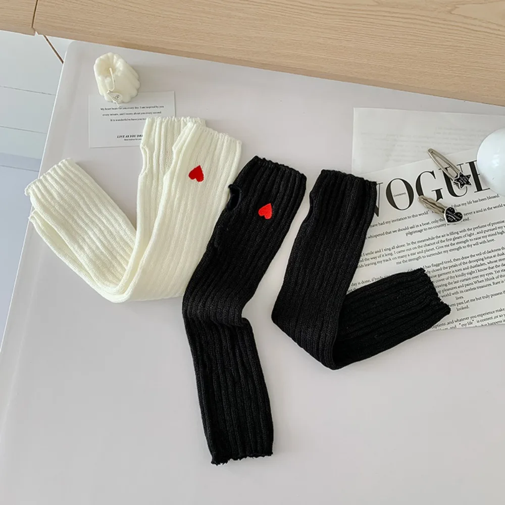 New Korean Long Wrist Gloves Arm Warmers Black White Elbow Mittens Trendy False Sleeves Knitted Gloves Y2k Spice Girls