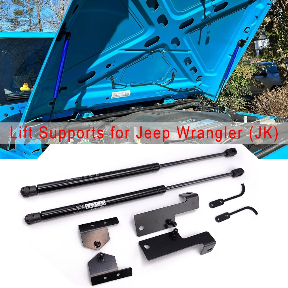 Front Engine Hood Dampers Strut for 2007-2018 Jeep Wrangler JK 2/4Door Hood Lift Support Struts Assist Kit 2Pcs