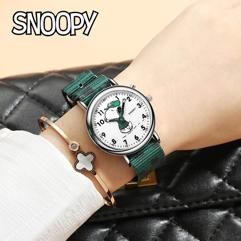 Snoopy Original Children Unisex Fashion Casual Quartz Wristwatch Cartoon Graffiti Boy Girl Kid Young Student Cute New Gift Clock