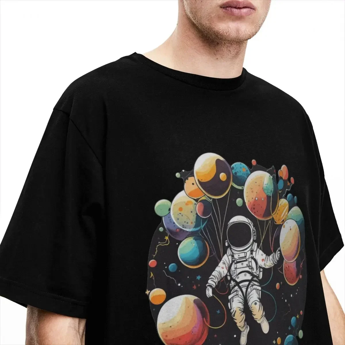 Astronauta w kosmosie T-Shirt męski planety układ słoneczny Vintage bawełniane t-shirty letnie wygodne koszulki w stylu Harajuku drukuj topy oversize