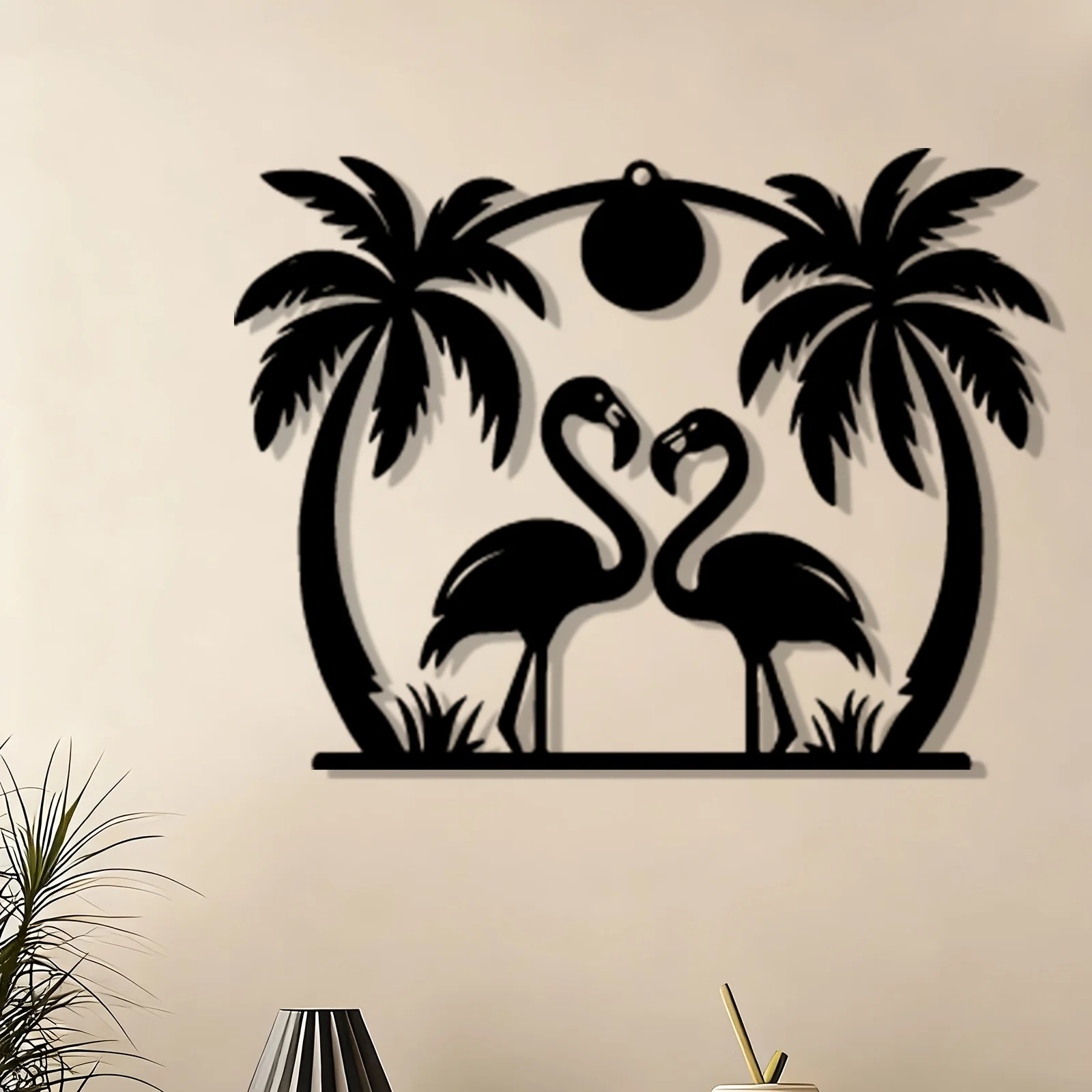 Flamingo Metal Wall Art, Elegant Flamingo Iron Silhouette Mural, Weather‑Resistant Bird‑Themed Wall Sculpture