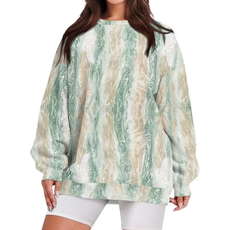 Fashion Camo Sweatshirt Womens Maple Leaf Print Oversized Camo Fleece O-neck Pullover Streetwear For Women\'s Hoodie Outdoor Wear